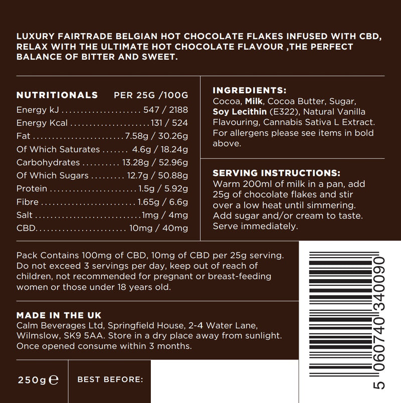 Belgian Hot Chocolate Flakes - CBD Infused